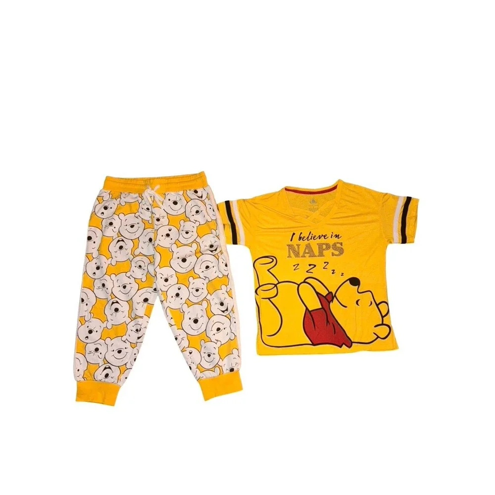 Disney Winnie The Pooh Pajama Set Yellow Sleepwear Pants Shirt Girls 2 Piece Sm - Picture 13 of 14